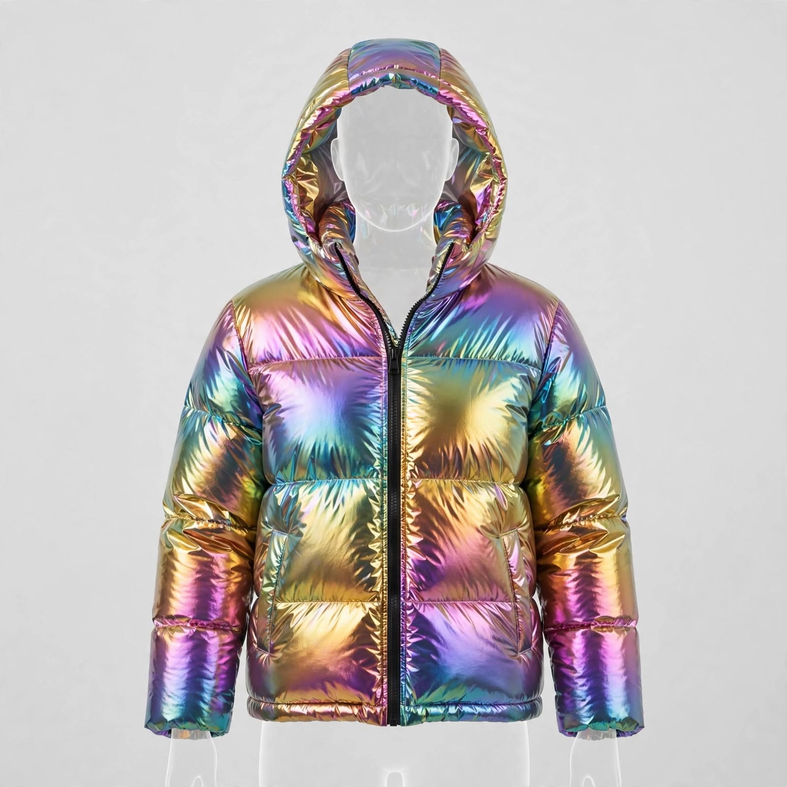 Custom Rainbow Reflective Puffer Jacket